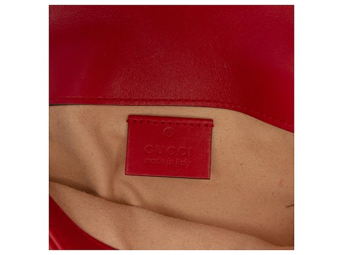 Gucci Red Mini GG Marmont Matelasse Leder Umhängetasche Rot - Ansicht 5