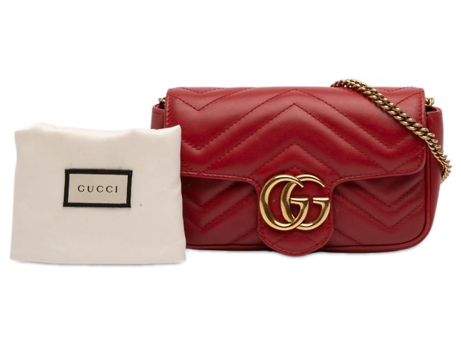 Gucci Red Mini GG Marmont Matelasse Leder Umhängetasche Rot - Ansicht 7