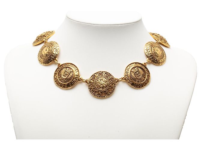 Chanel Gold CC Vergoldete Cambon Medaillon Halskette Golden - Ansicht 5