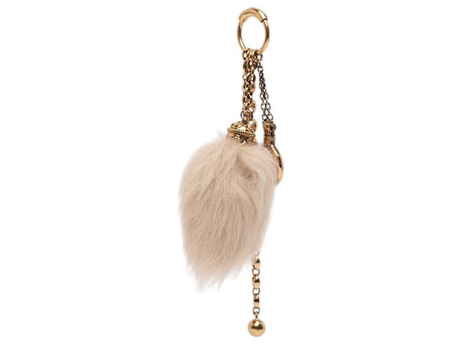 Chloé Gold Charm per borsa con simboli Chloé e coda in shearling placcato oro D'oro - vista 2