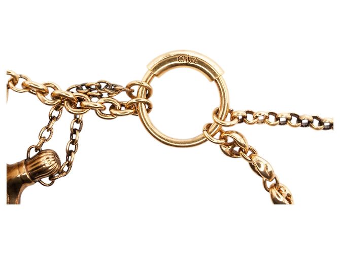 Chloé Gold Charm per borsa con simboli Chloé e coda in shearling placcato oro D'oro - vista 7