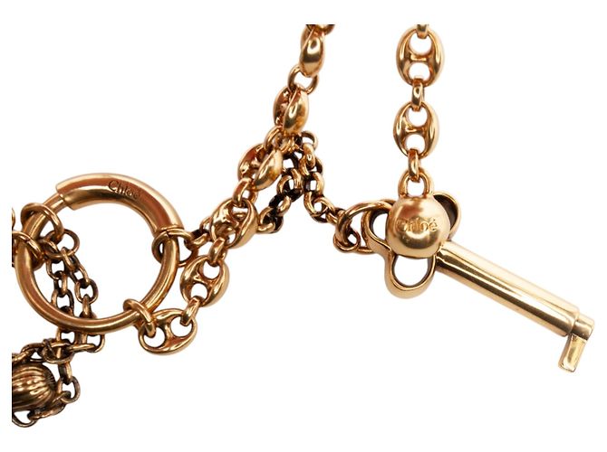 Chloé Gold Charm per borsa con simboli Chloé e coda in shearling placcato oro D'oro - vista 9