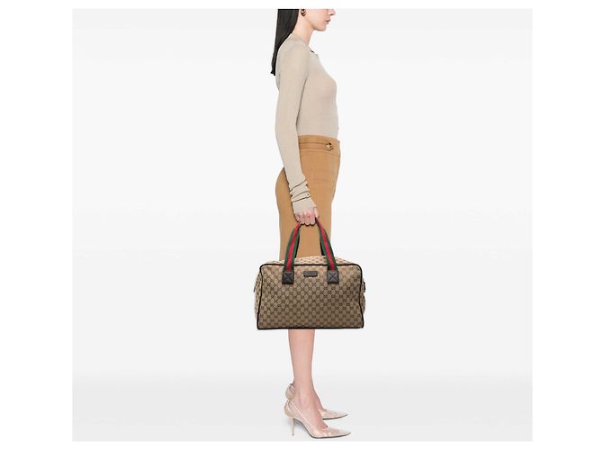 Borsa Spolverino Gucci Beige GG Canvas Web - vista 9