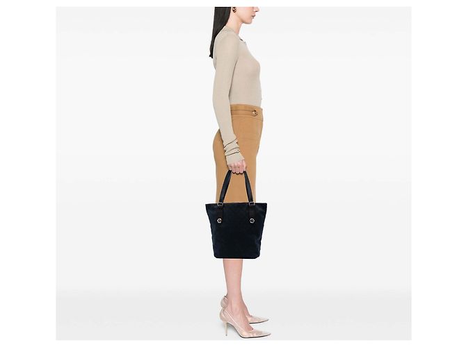 Tote Charmy en toile GG bleue Gucci Bleu Marine - vue 7