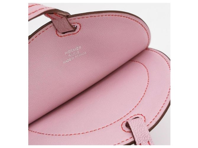 Hermès Borsa a Tracolla per Cellulare in Pelle di Capra Rosa - vista 11