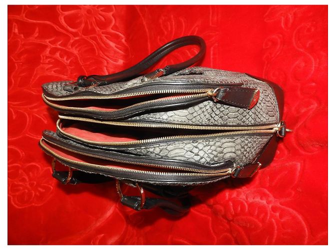 Borsa Lancel Adjani Special Edition Pelle di Serpente e Vitello Grigio - vista 4