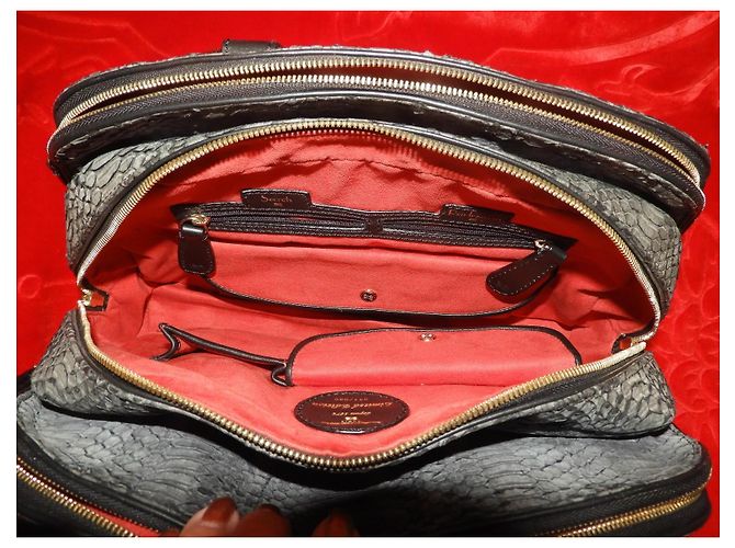 Borsa Lancel Adjani Special Edition Pelle di Serpente e Vitello Grigio - vista 7