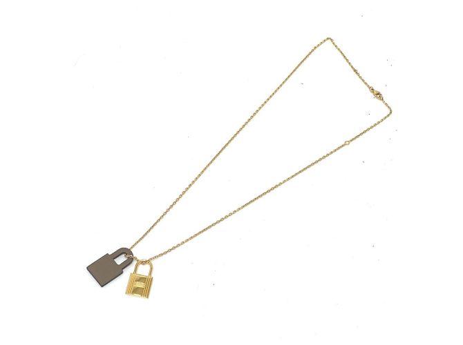 Hermès Colar Hermes O'Kelly PM Marrom Dourado Taupe - vista 2