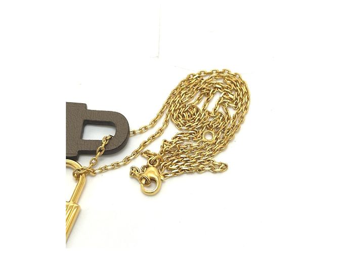Hermès Colar Hermes O'Kelly PM Marrom Dourado Taupe - vista 3