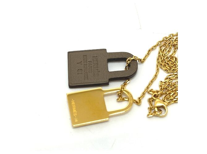 Hermès Colar Hermes O'Kelly PM Marrom Dourado Taupe - vista 4
