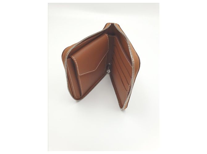 Hermès Cartera Zipengo II Chaine D'Ancre en piel de becerro Evergrain Gold - vista 2