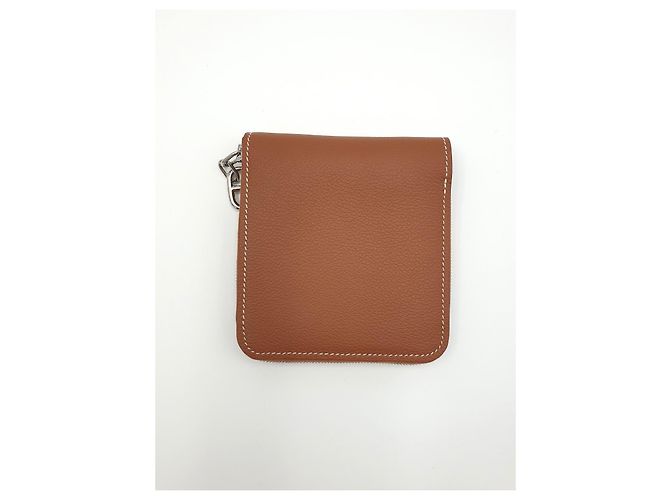 Hermès Cartera Zipengo II Chaine D'Ancre en piel de becerro Evergrain Gold - vista 3