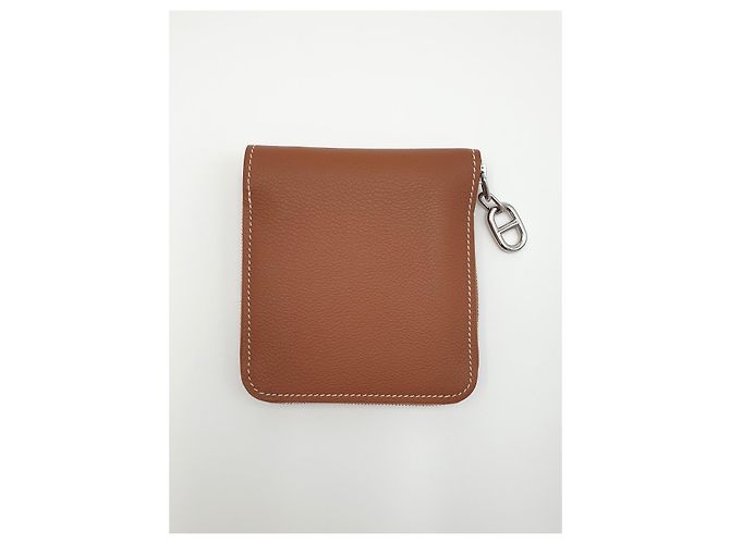 Hermès Cartera Zipengo II Chaine D'Ancre en piel de becerro Evergrain Gold - vista 4