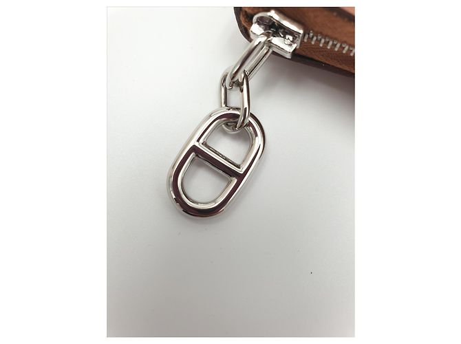 Hermès Cartera Zipengo II Chaine D'Ancre en piel de becerro Evergrain Gold - vista 5