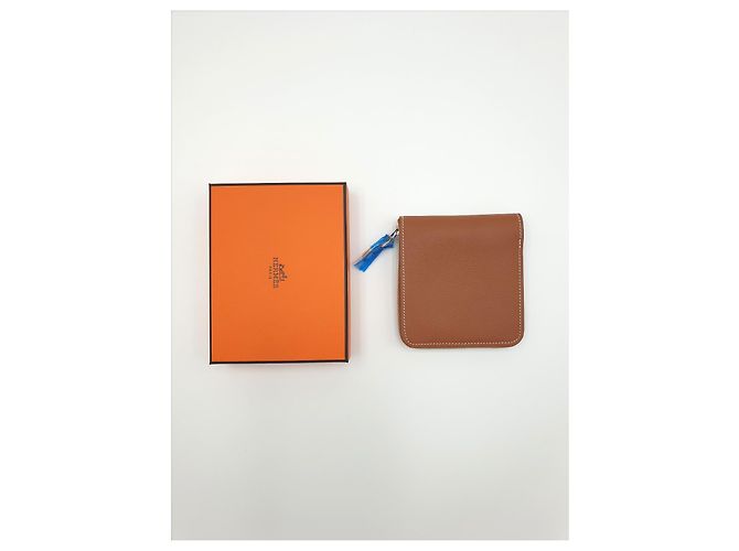 Hermès Cartera Zipengo II Chaine D'Ancre en piel de becerro Evergrain Gold - vista 6