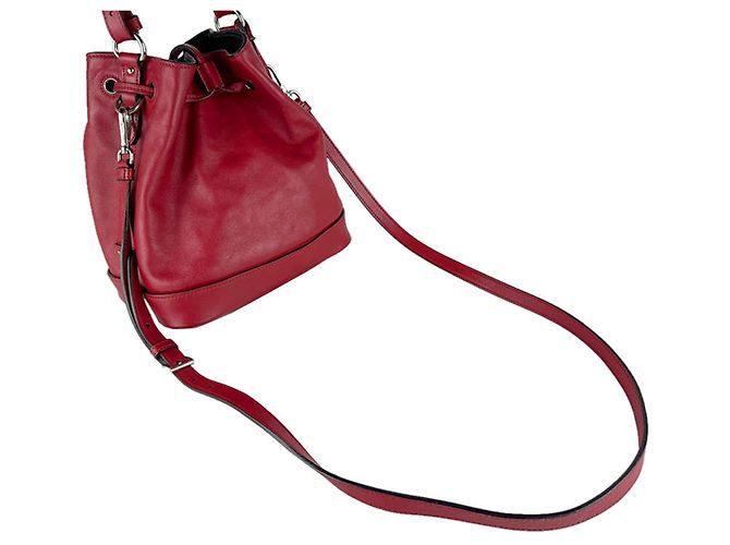 Borsa a tracolla in pelle rossa Prada Rosso - vista 11