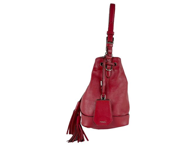Borsa a tracolla in pelle rossa Prada Rosso - vista 2