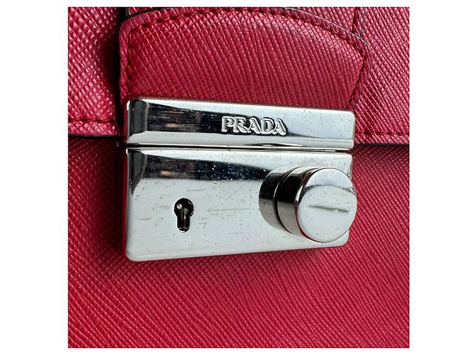 Borsa a tracolla in pelle rossa Prada Rosso - vista 12