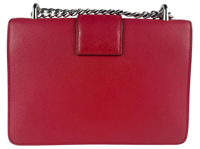 Borsa a tracolla in pelle rossa Prada Rosso - vista 3