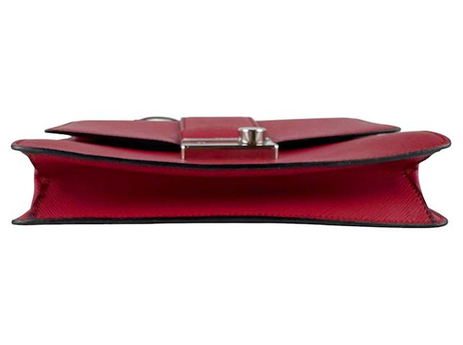 Borsa a tracolla in pelle rossa Prada Rosso - vista 4