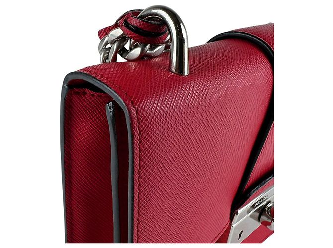 Borsa a tracolla in pelle rossa Prada Rosso - vista 6