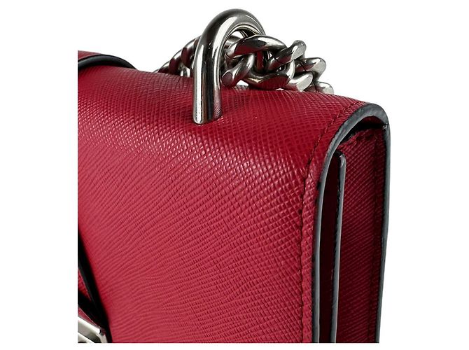 Borsa a tracolla in pelle rossa Prada Rosso - vista 7