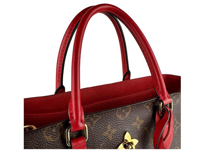 Borsa Tote Louis Vuitton Monogram Flower Marrone Rosso Monogramma - vista 10