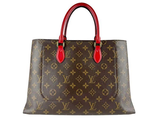 Borsa Tote Louis Vuitton Monogram Flower Marrone Rosso Monogramma - vista 3