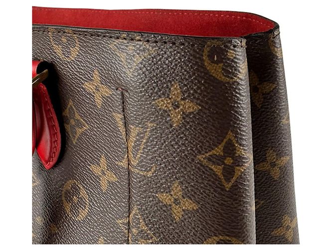 Borsa Tote Louis Vuitton Monogram Flower Marrone Rosso Monogramma - vista 7