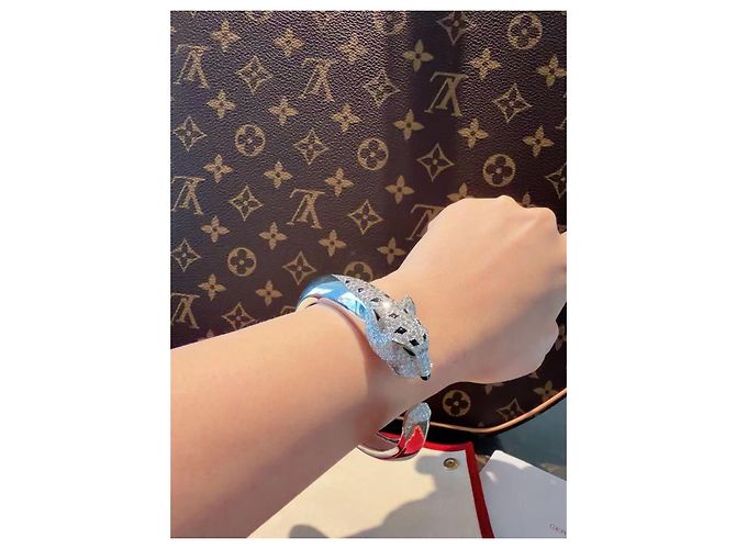 Bracciale Cartier Panther Testa di Leopardo Oro Bianco e Diamanti Argento - vista 2