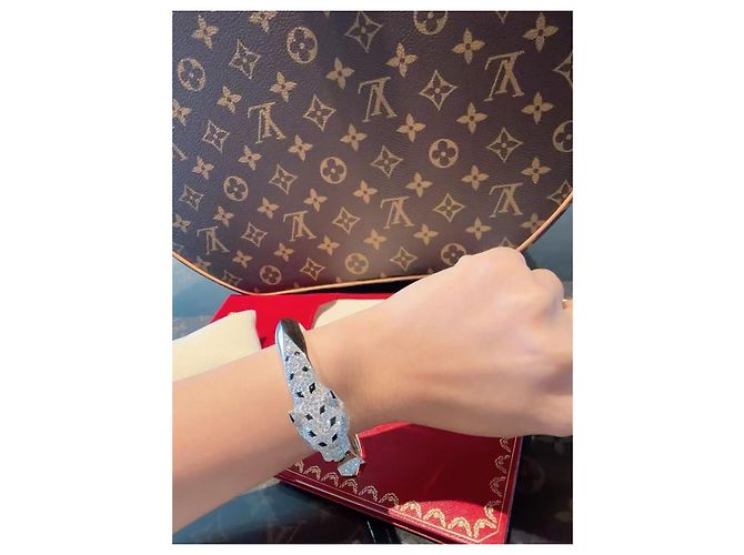 Bracciale Cartier Panther Testa di Leopardo Oro Bianco e Diamanti Argento - vista 3
