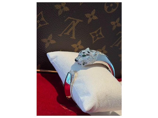 Bracciale Cartier Panther Testa di Leopardo Oro Bianco e Diamanti Argento - vista 4