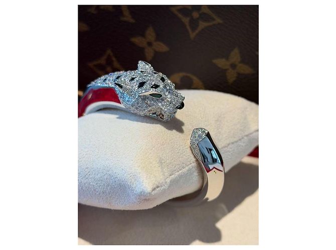 Bracciale Cartier Panther Testa di Leopardo Oro Bianco e Diamanti Argento - vista 5