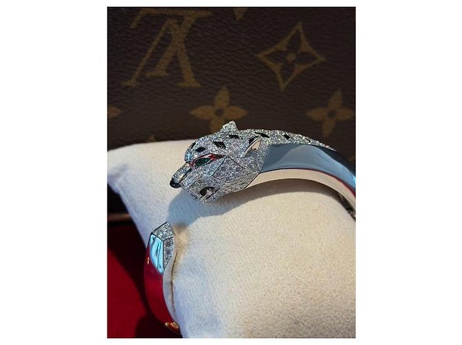 Bracciale Cartier Panther Testa di Leopardo Oro Bianco e Diamanti Argento - vista 8