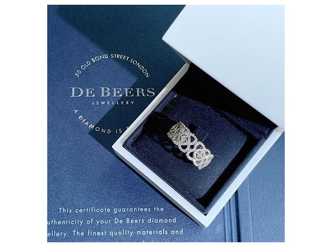 Anello De Beers Enchanted Lotus in Oro Bianco e Diamanti Argento - vista 2