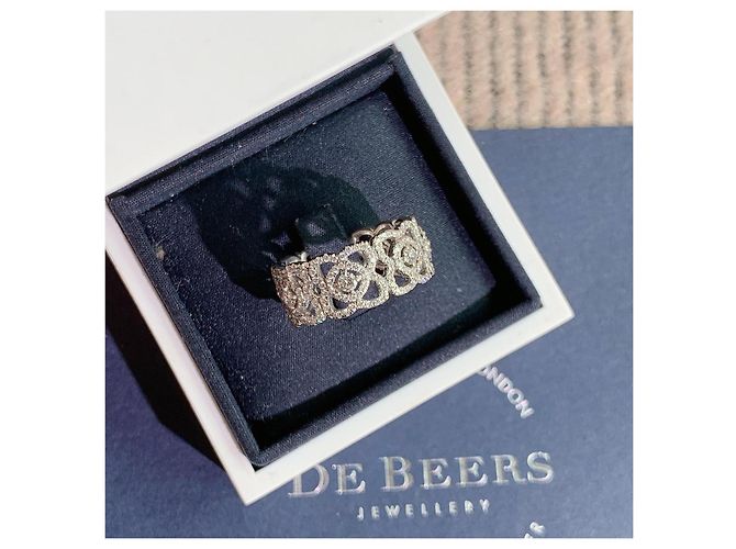 Anello De Beers Enchanted Lotus in Oro Bianco e Diamanti Argento - vista 5