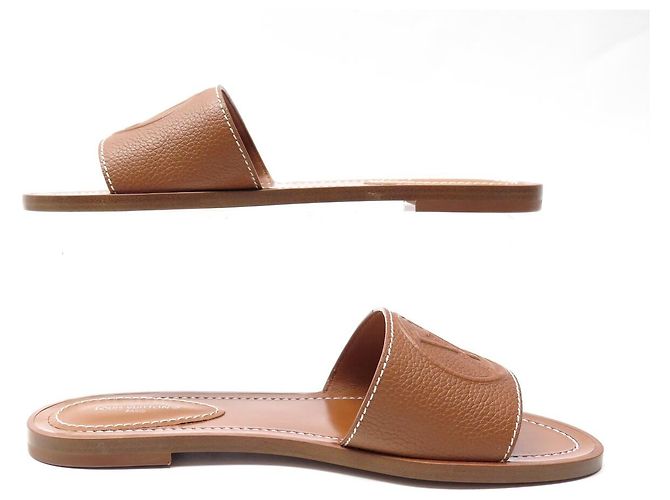 NUOVE SANDALI MULE PIATTE LOUIS VUITTON LOCK IT 37 LOGO LV Cammello - vista 2