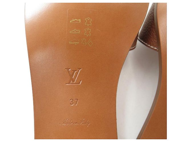 NUOVE SANDALI MULE PIATTE LOUIS VUITTON LOCK IT 37 LOGO LV Cammello - vista 7