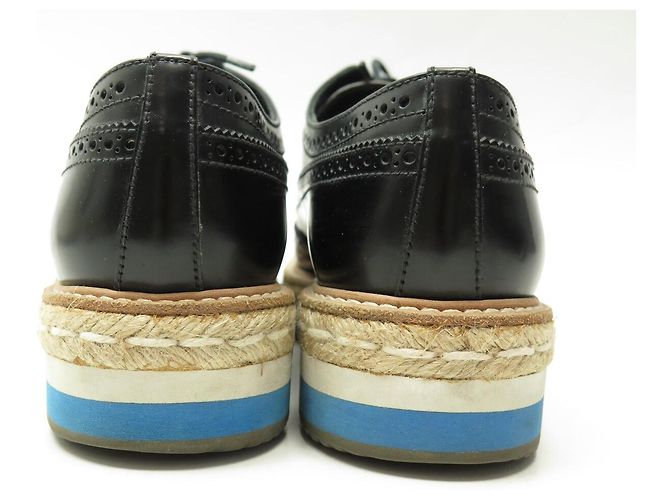 ZAPATOS DERBY DE PLATAFORMA EN CUERO PULIDO NEGRO PRADA 38 IT 39 FR - vista 5