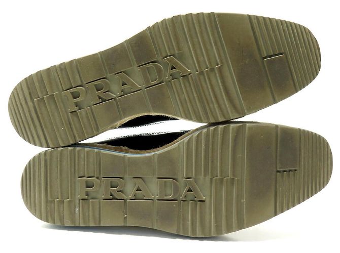 ZAPATOS DERBY DE PLATAFORMA EN CUERO PULIDO NEGRO PRADA 38 IT 39 FR - vista 6