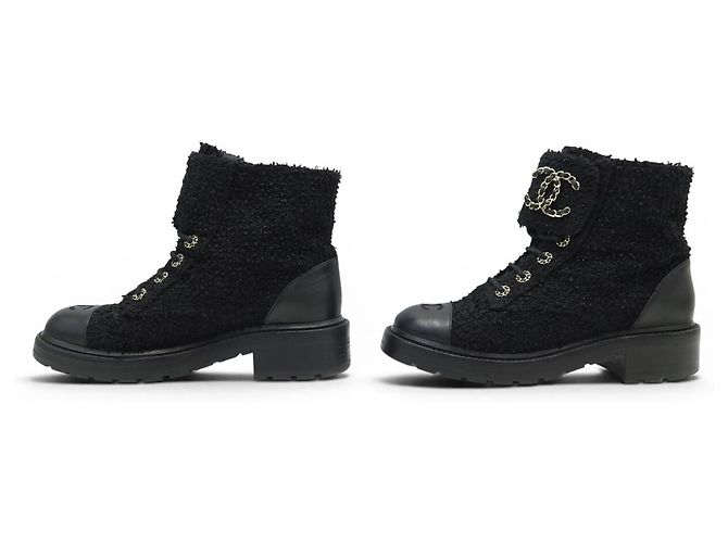 BOTAS CHANEL RANGERS LACE-UP G36424 40 COMBAT BOOTS EN TWEED - vista 2