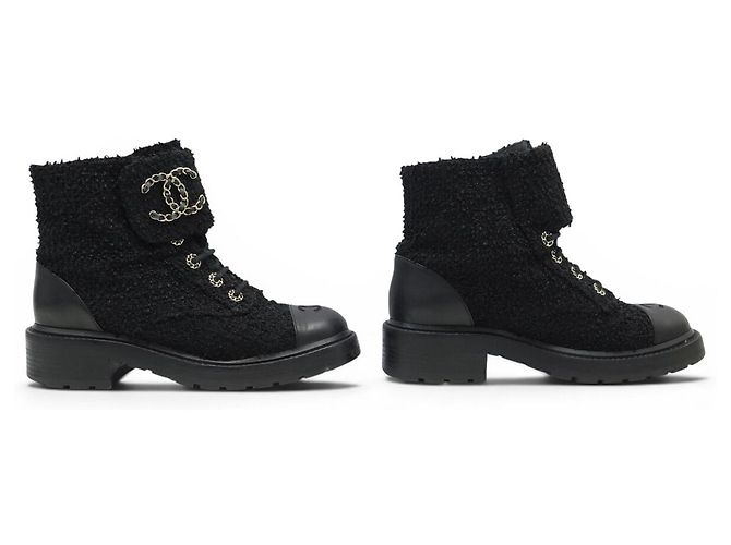 BOTAS CHANEL RANGERS LACE-UP G36424 40 COMBAT BOOTS EN TWEED - vista 3