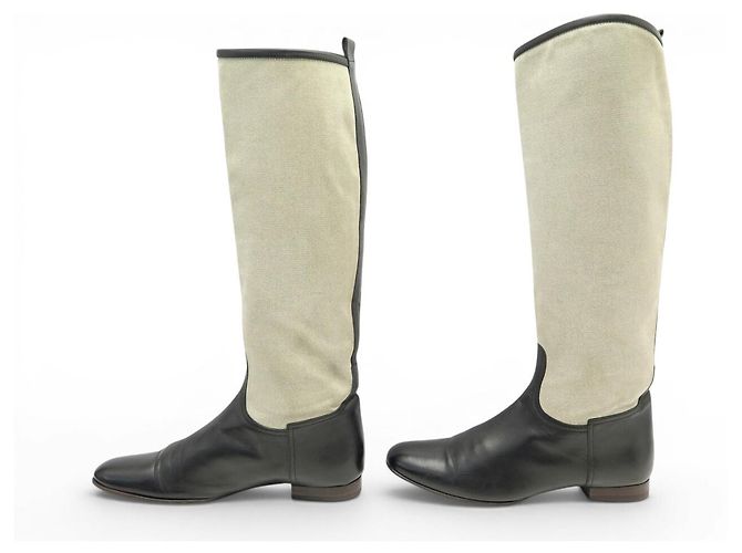 Hermès BOTAS DE EQUITACIÓN HERMES BARDIGIANO JUMPING 37 LIENZO Y CUERO - vista 2