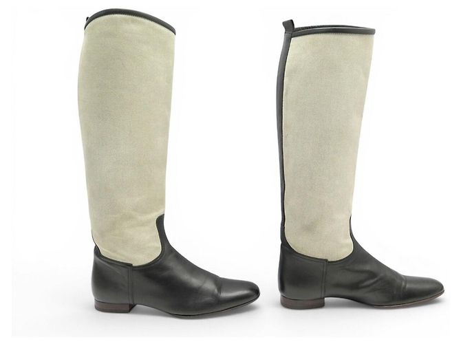Hermès BOTAS DE EQUITACIÓN HERMES BARDIGIANO JUMPING 37 LIENZO Y CUERO - vista 3