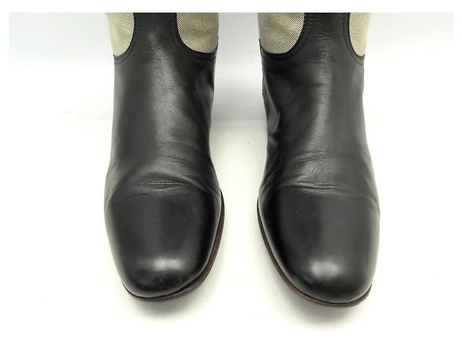 Hermès BOTAS DE EQUITACIÓN HERMES BARDIGIANO JUMPING 37 LIENZO Y CUERO - vista 4