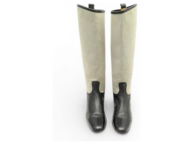 Hermès BOTAS DE EQUITACIÓN HERMES BARDIGIANO JUMPING 37 LIENZO Y CUERO - vista 9