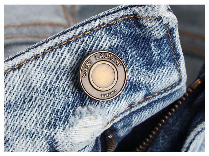 Jeans Slim Saint Laurent en denim azul claro - vista 18