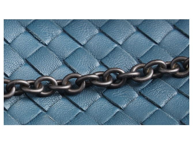 Borsa a tracolla Bottega Veneta Intrecciato Nodini in pelle blu Blu chiaro - vista 12