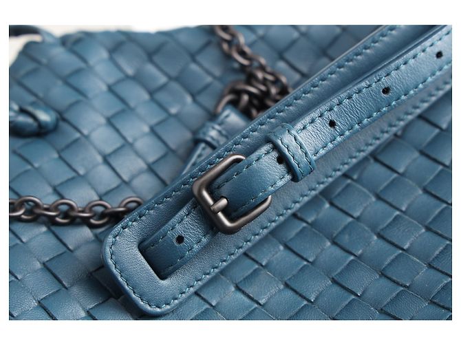 Borsa a tracolla Bottega Veneta Intrecciato Nodini in pelle blu Blu chiaro - vista 13