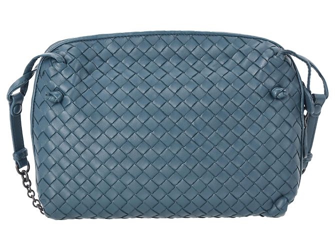 Borsa a tracolla Bottega Veneta Intrecciato Nodini in pelle blu Blu chiaro - vista 3